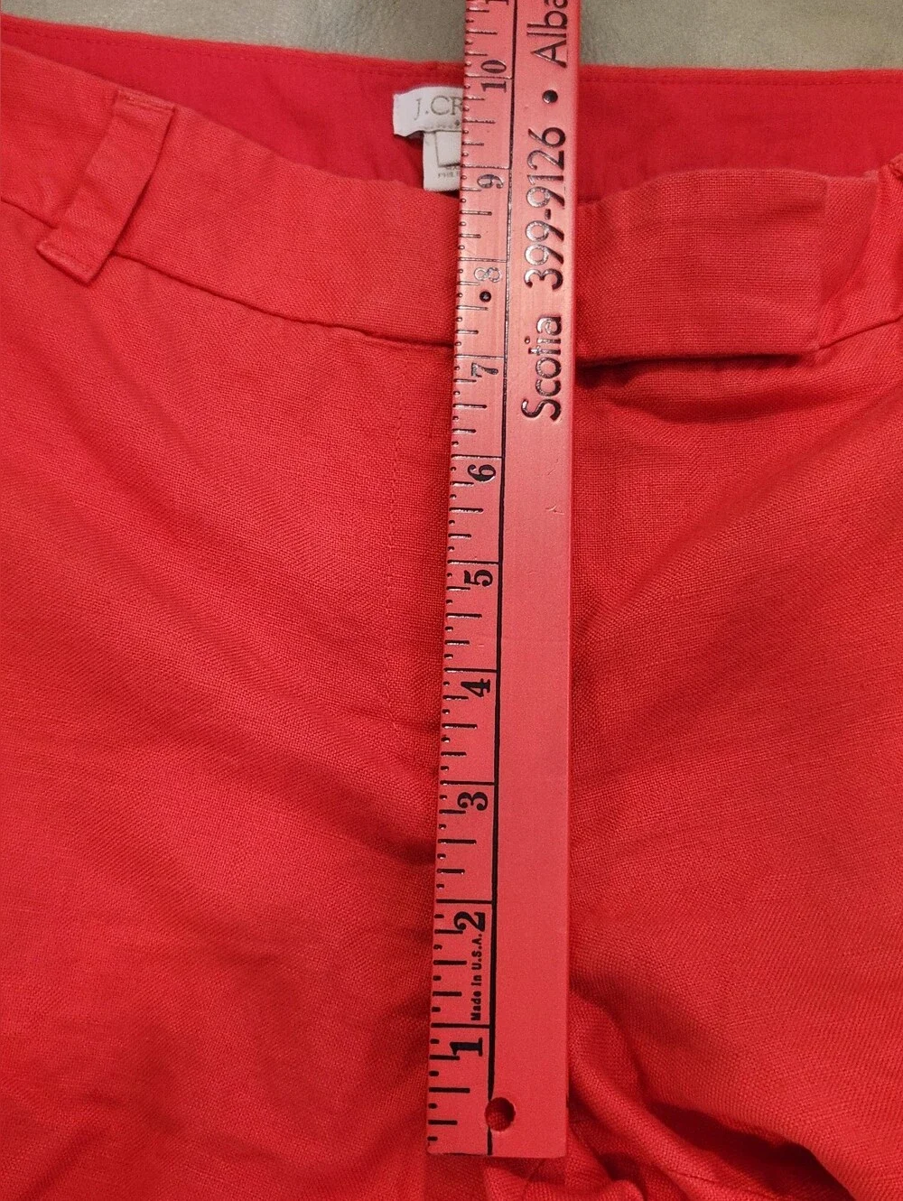 J.CREW Women's Red Linen Cotton Scallop Hem Chino Shorts Classic Fit 6